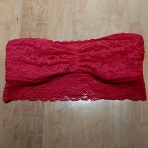Aerie XS red/pink bandeau lace bralette top!
